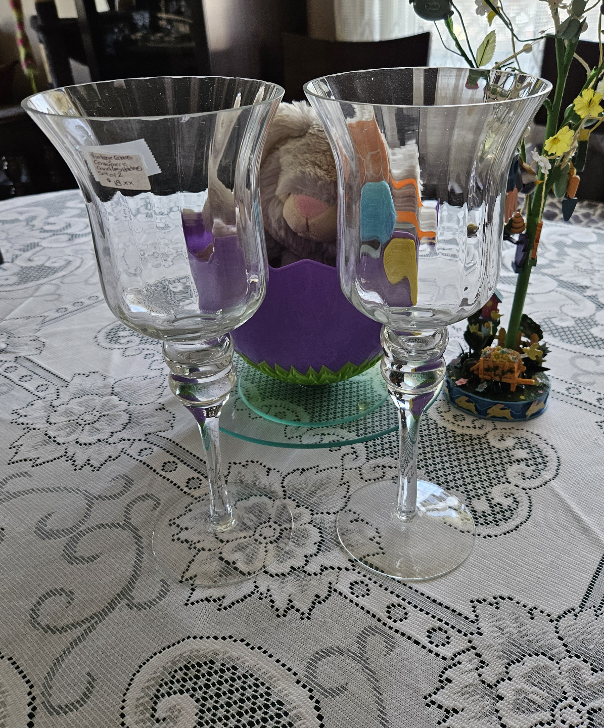 Pair of Elegant Glass Candle Holders - photo 2