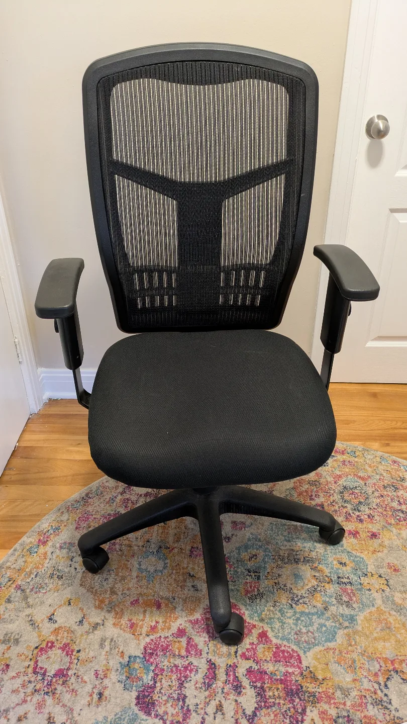 Black Mesh Office Chair with Adjustable Arms thumbnail