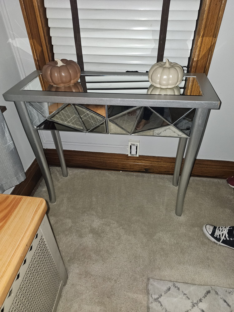 Mirrored Accent Table with Geometric Design
