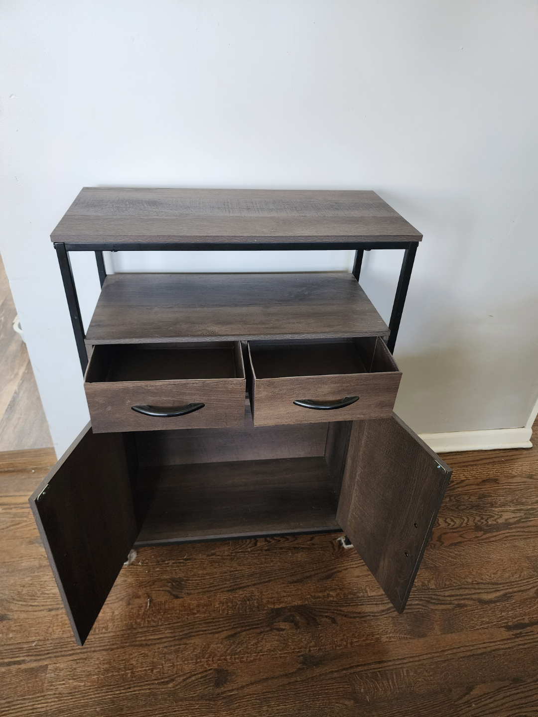 Dark Wood Storage Cabinet with Metal Frame - photo 5