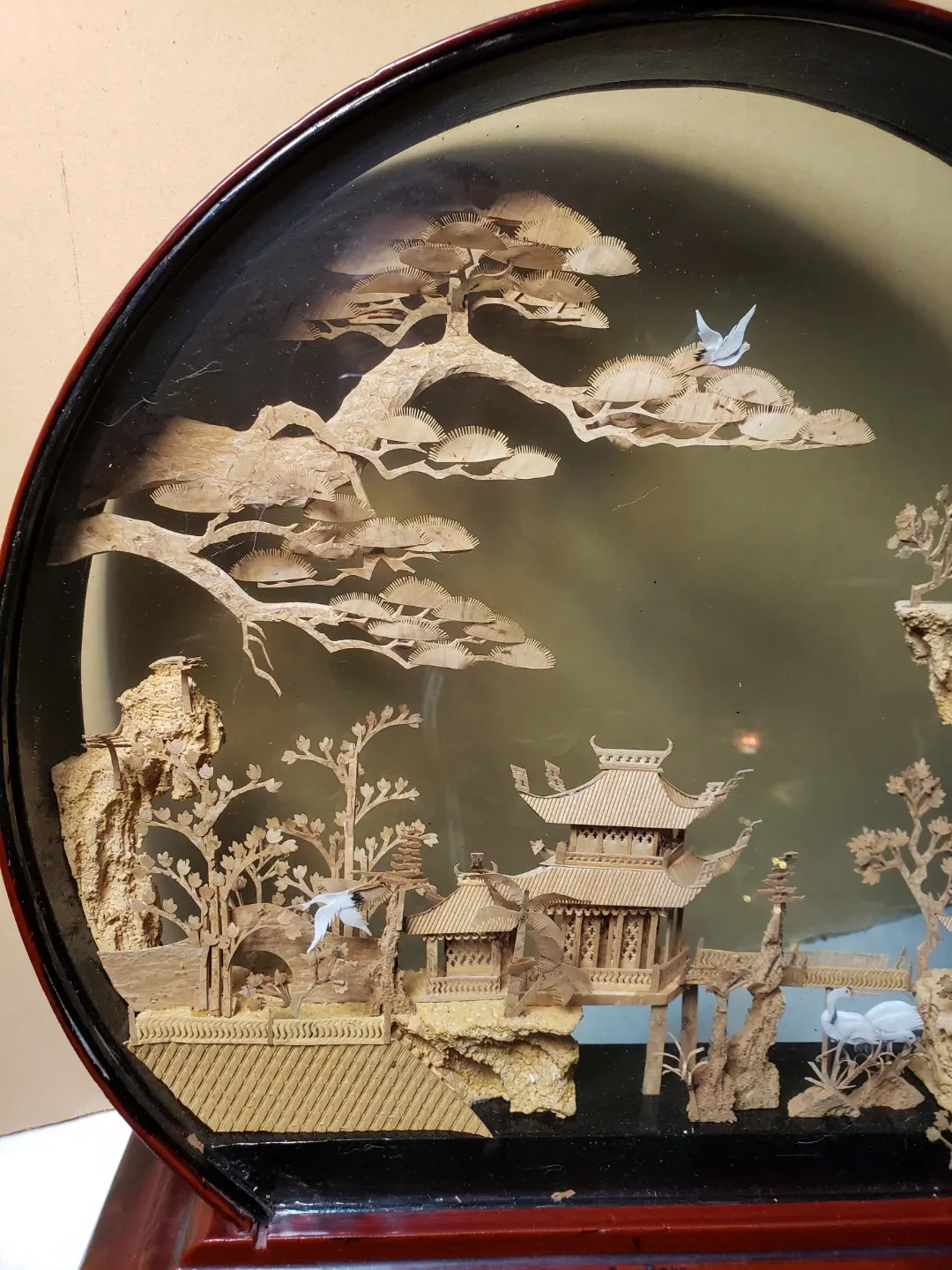 Vintage Cork Art Landscape in Glass Dome image indicator(3)