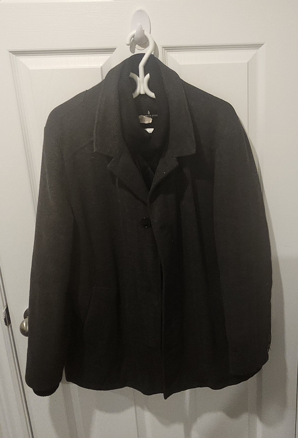 Men's Dark Grey/Black Pea Coat Jacket