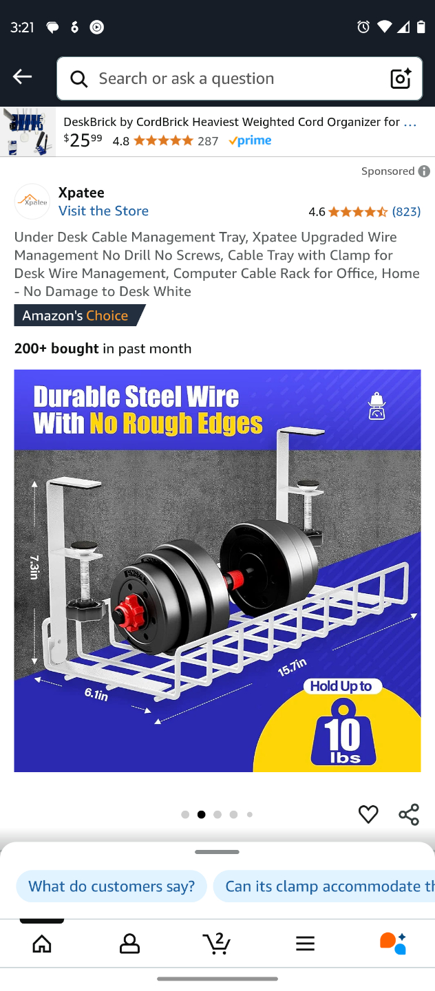 no screws needed. Under Desk Cable Management Tray