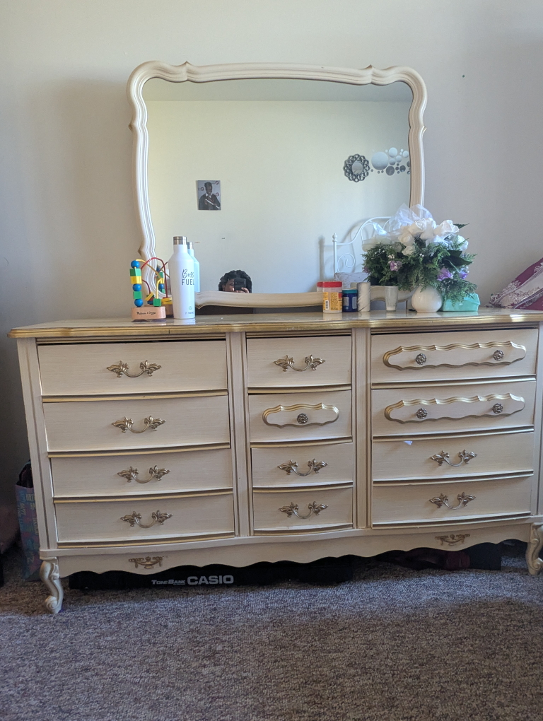 Set of Vintage Three-Drawer Nightstand & Dresser