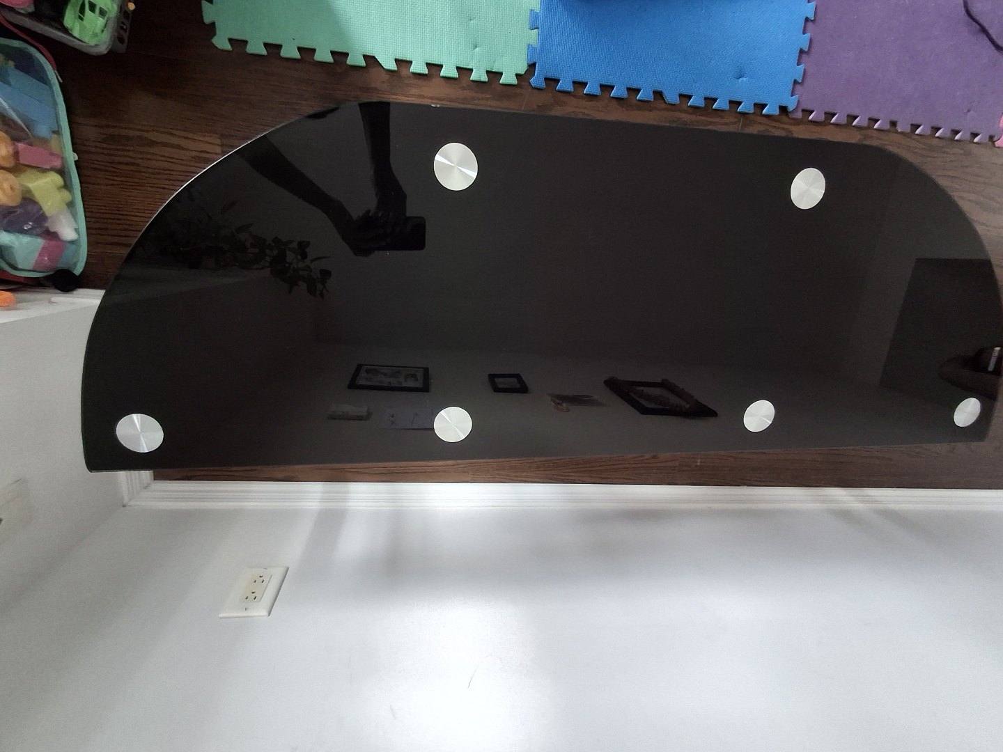 Black Glass TV Stand with Chrome Legs - photo 3