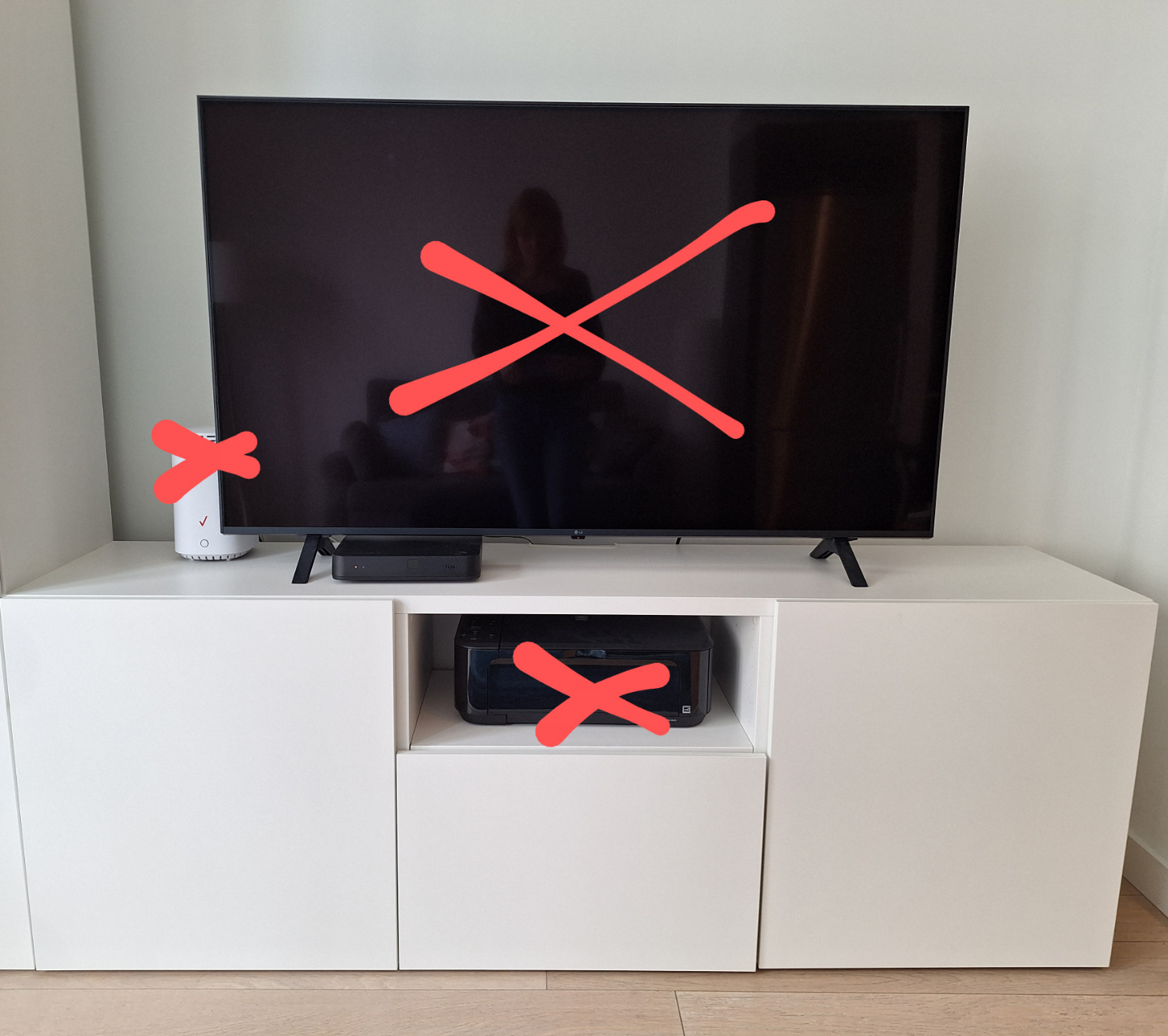 White TV Stand with Cabinet