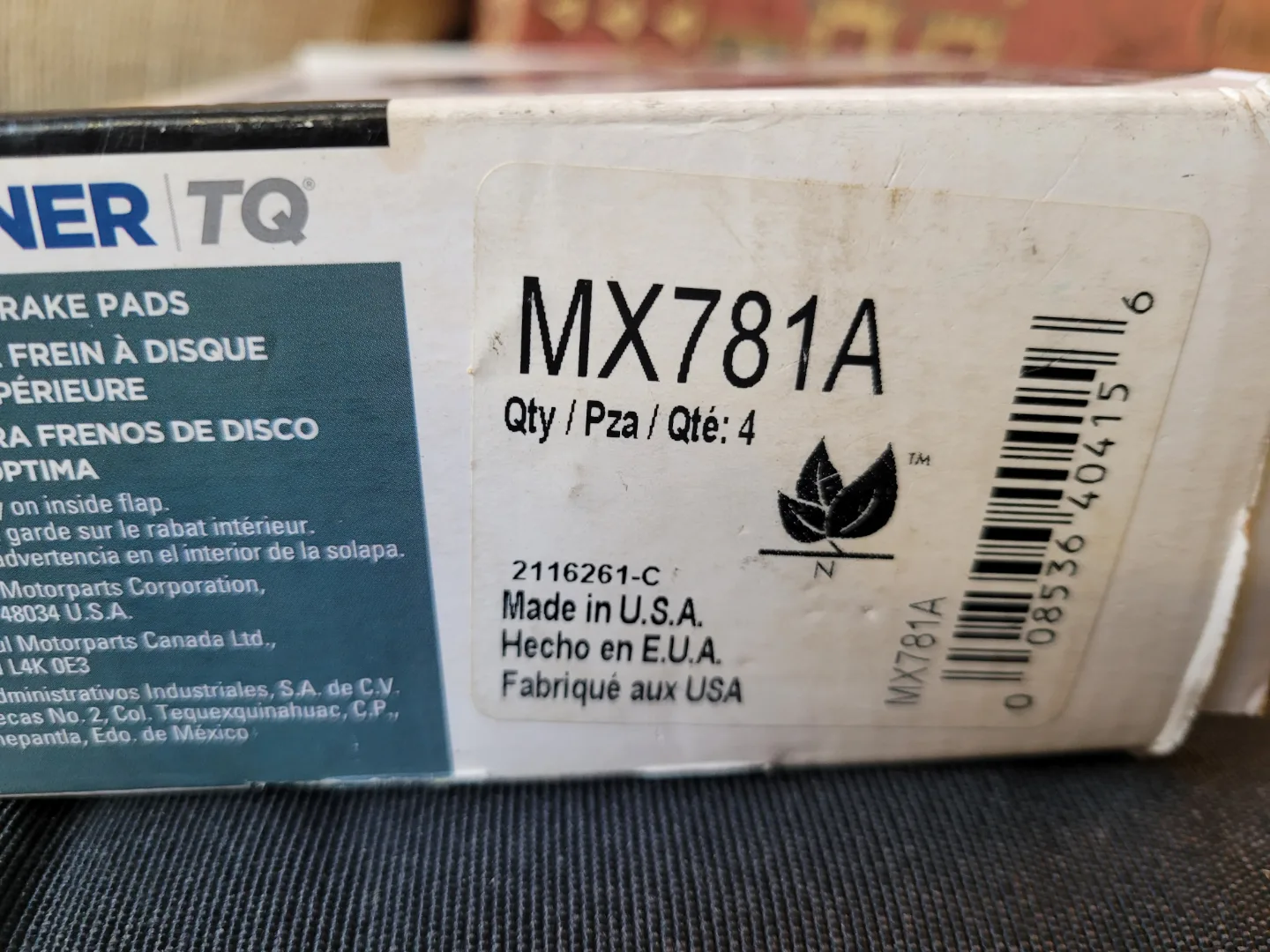 Wagner TQ MX781A Premium Disc Brake Pads image indicator(2)