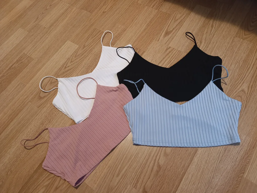 Four Ribbed Cami Crop Tops - Bundle image indicator(2)