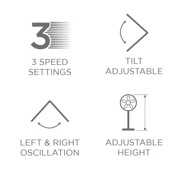 Westinghouse 16" Pedestal Fan - 3 Speed Settings - photo 3
