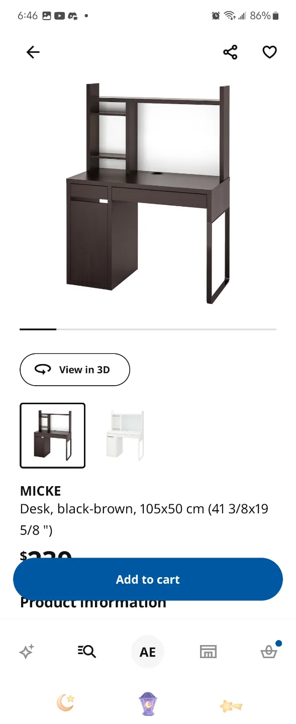 IKEA MICKE Desk - Black-Brown image indicator(4)