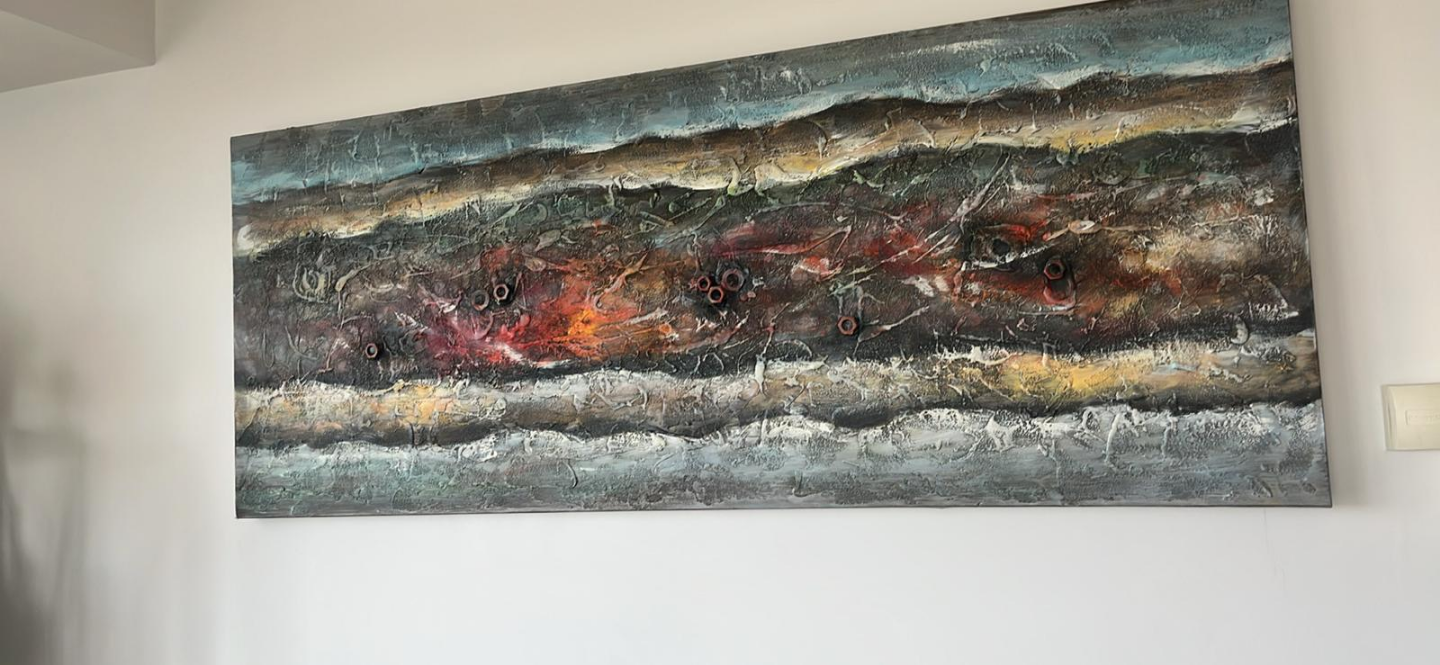 Large Mixed Media Abstract Textured Canvas Wall Art