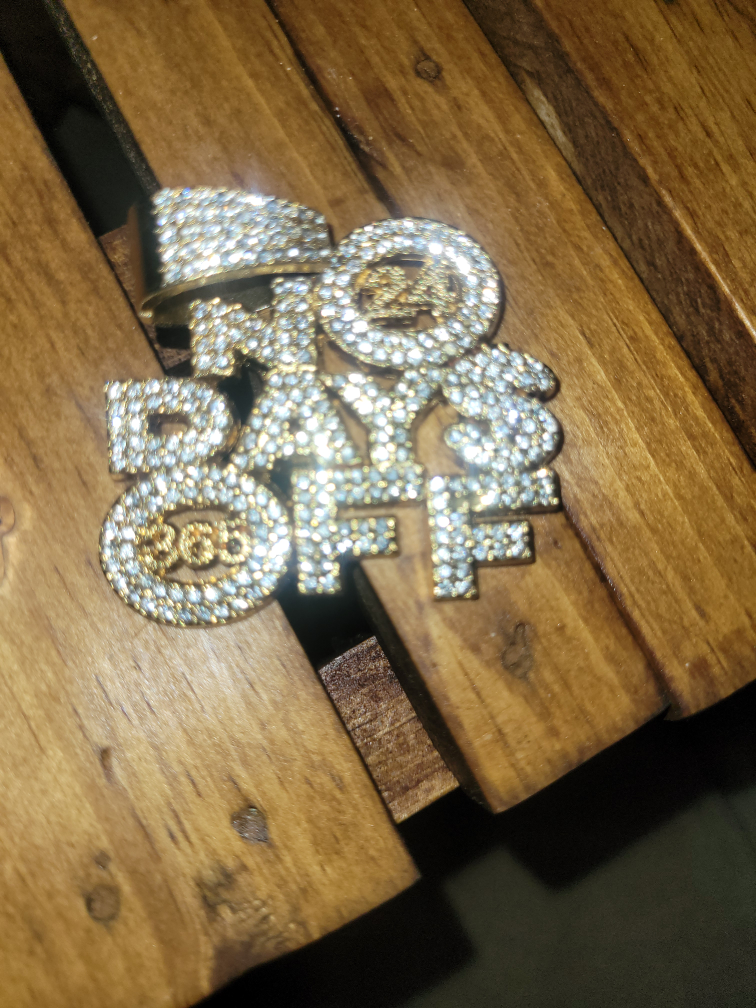 Gold Iced-Out King & No Days Off Pendants - photo 2