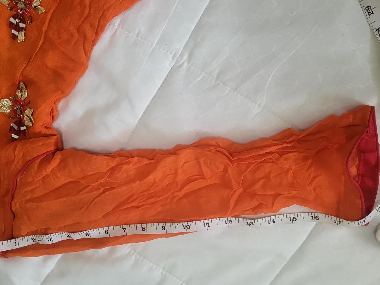 Sathangi Orange & Pink Embroidered Shalwar Kameez Suit image indicator(5)