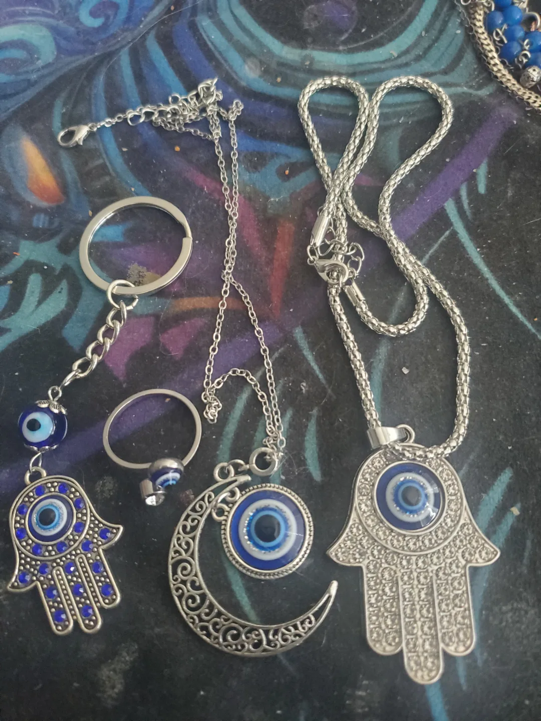 Evil Eye Jewelry Set - Necklace, Keychain, Ring image indicator(2)
