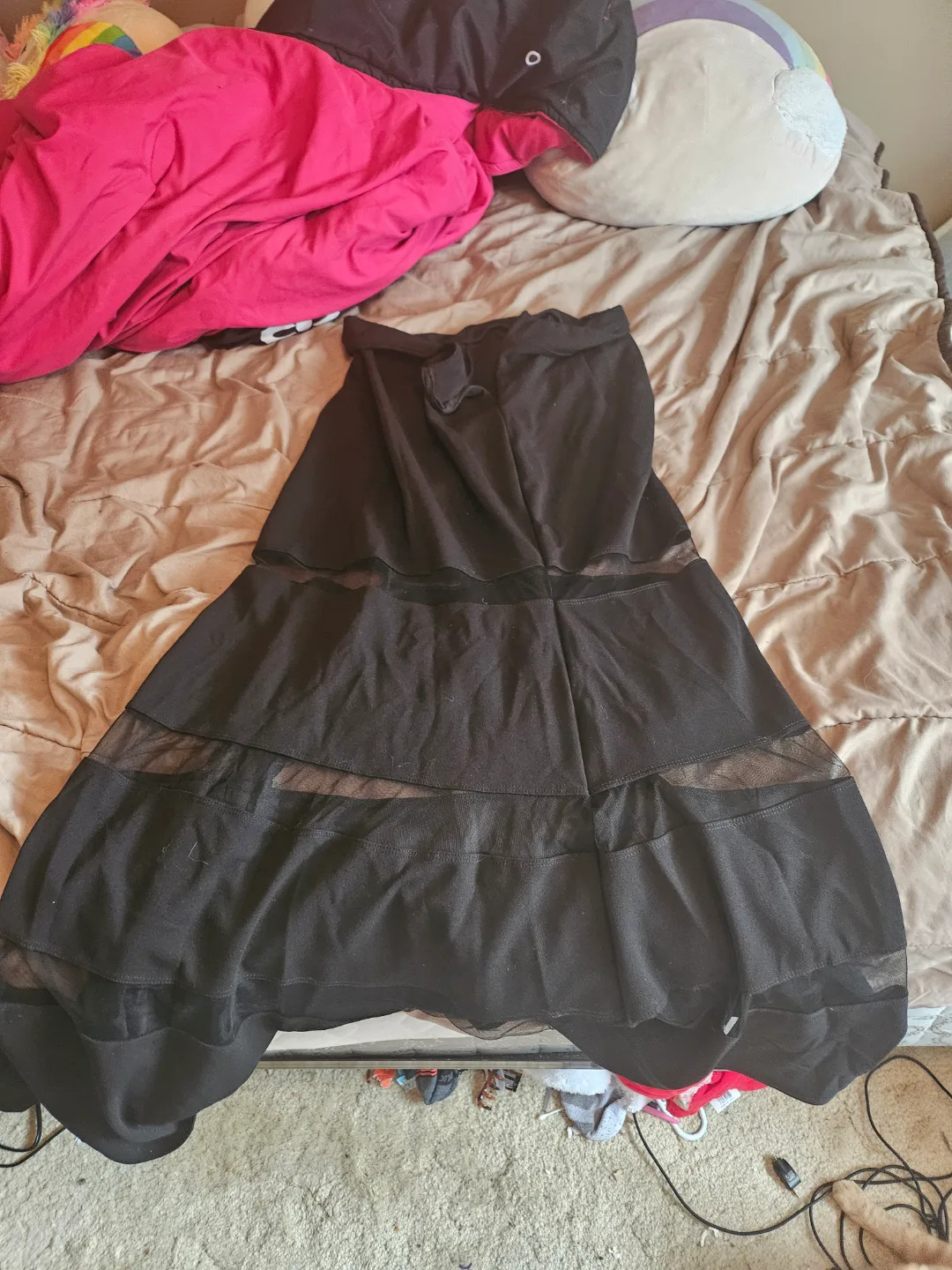 Black Maxi Skirt with Mesh Detail thumbnail