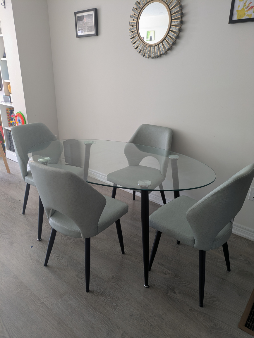Glass Dining Table and Four Chairs Set