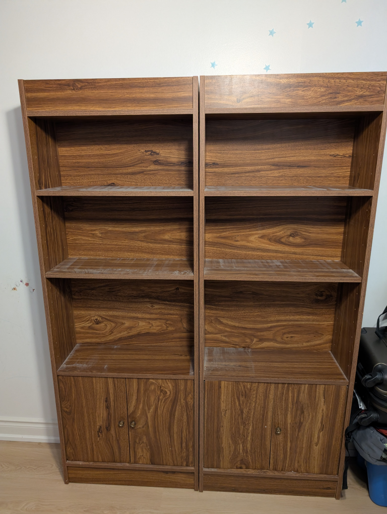 Pair of Brown Wooden Bookcases