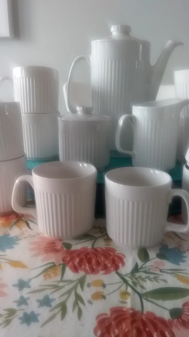 Vintage White Coffee Set Johnson brothers Athena Ironstone - photo 2