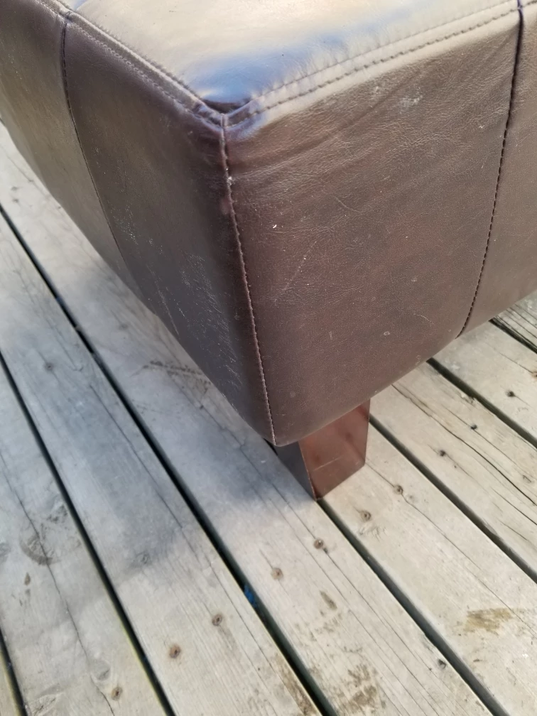 Brown Leather Ottoman Coffee Table - photo 3