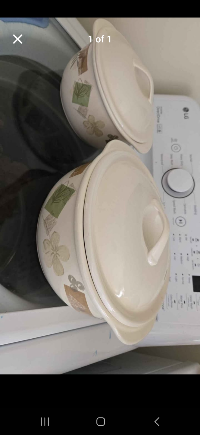 Two Vintage Ceramic Serving Bowls with Lids