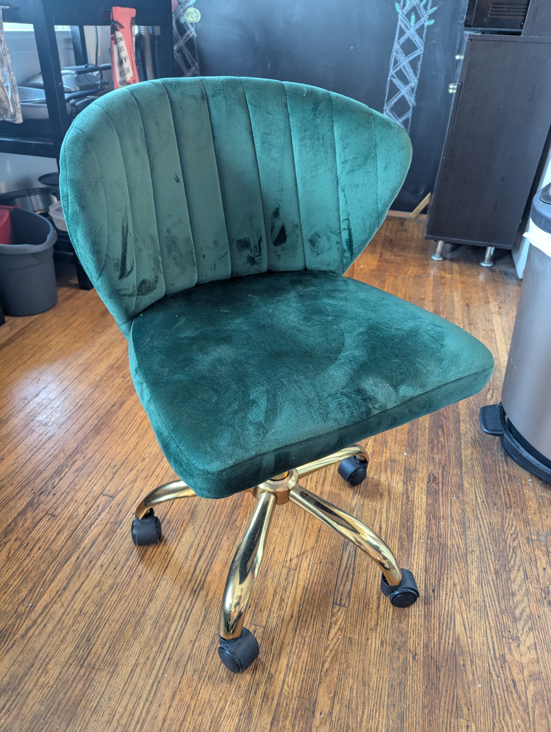 Velvet Office Chair - Emerald Green