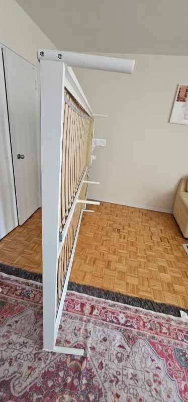 Queen Size White Metal Bed Frame with Slatted Base image indicator(7)