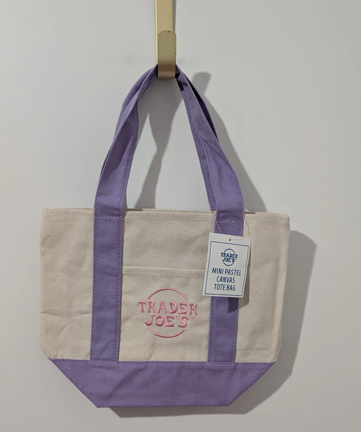 Trader Joe's limited edition mini-tote bag lavender/pink thumbnail