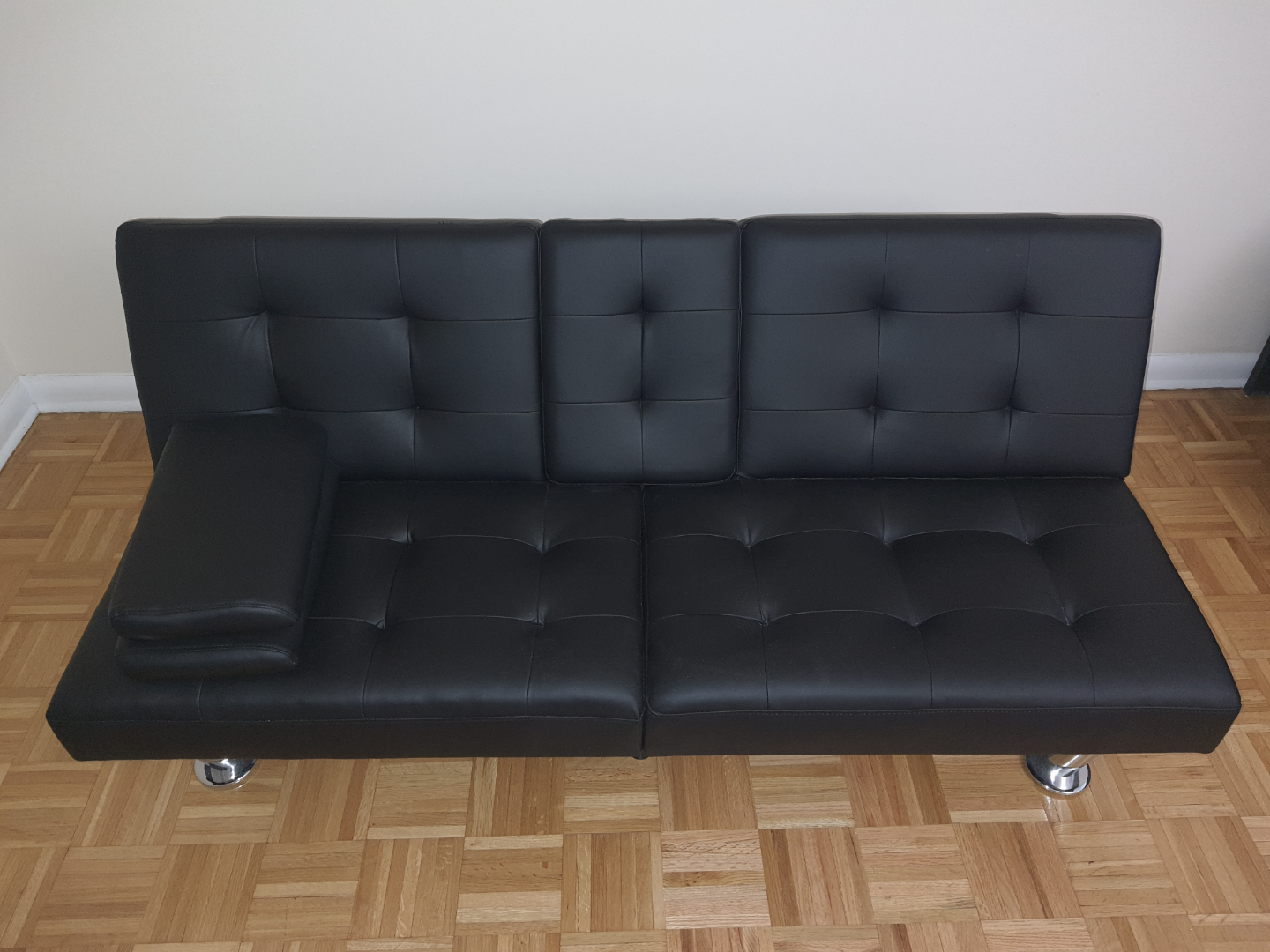 Black Faux Leather Futon Sofa Bed