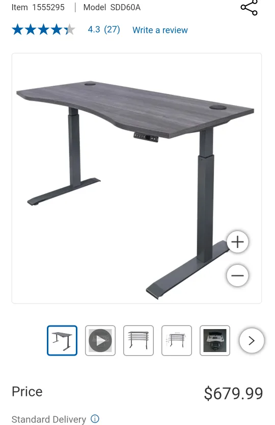 Motionwise SDD60G 60" Adjustable Height Desk - Grey image indicator(4)