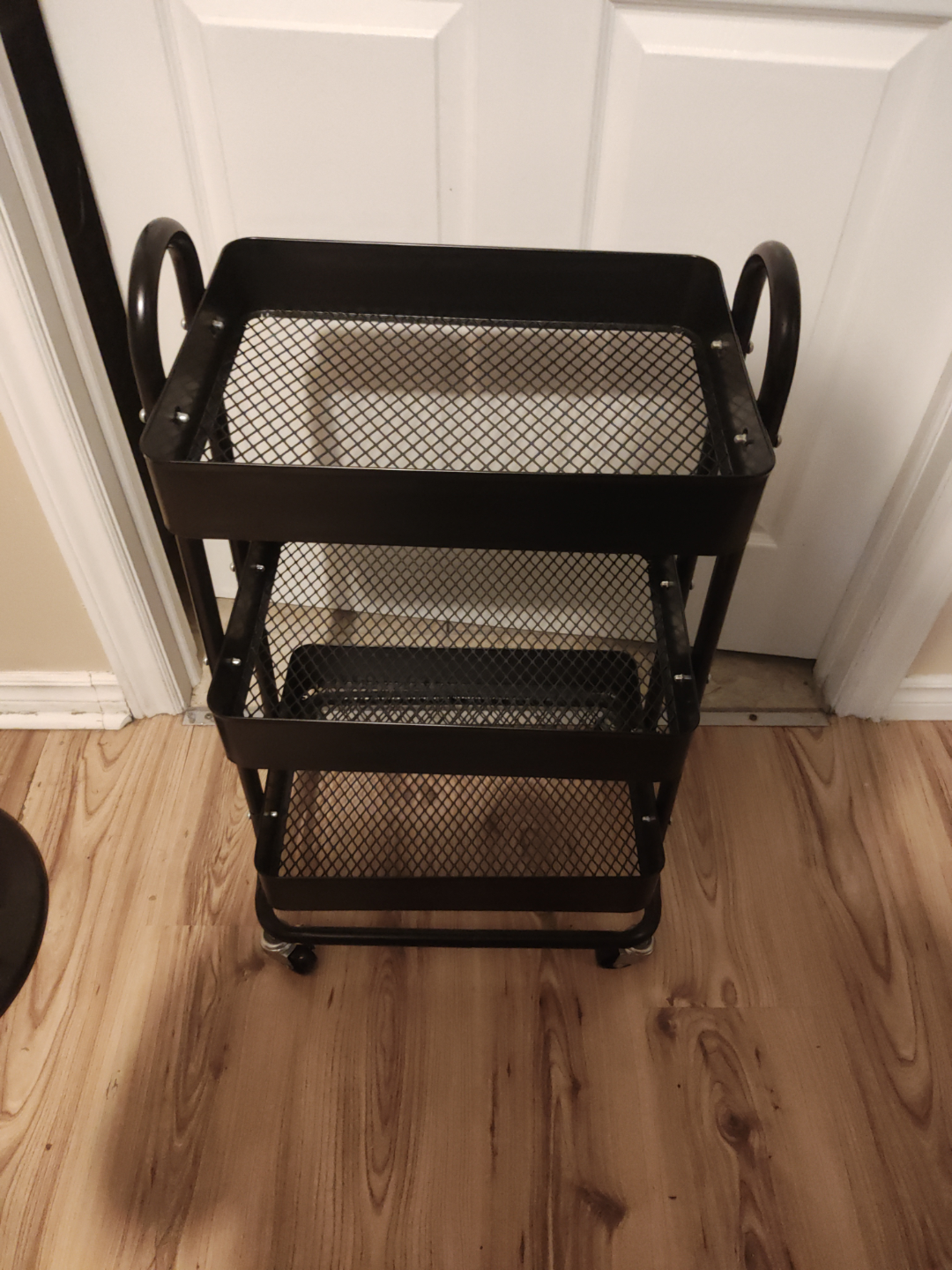 Black 3-Tier Rolling Cart