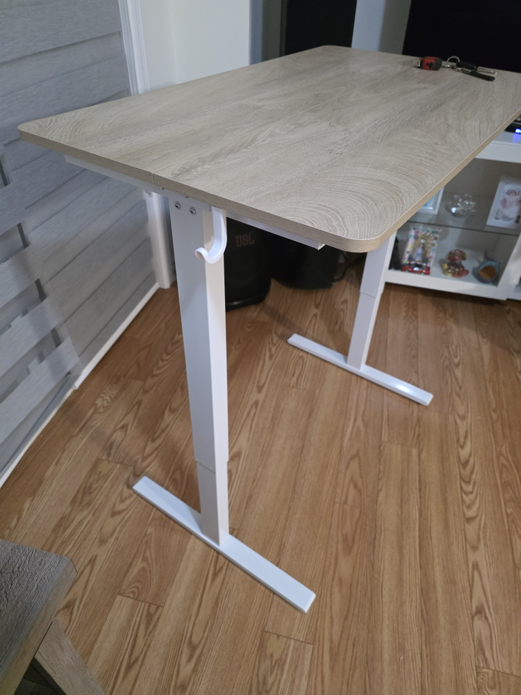 Adjustable Standing Desk - Light Wood Top, White Frame - photo 4