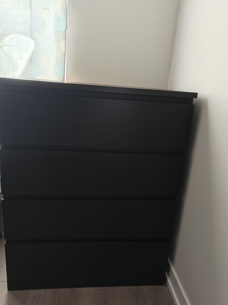 IKEA MALM 4-Drawer Chest - Black-Brown