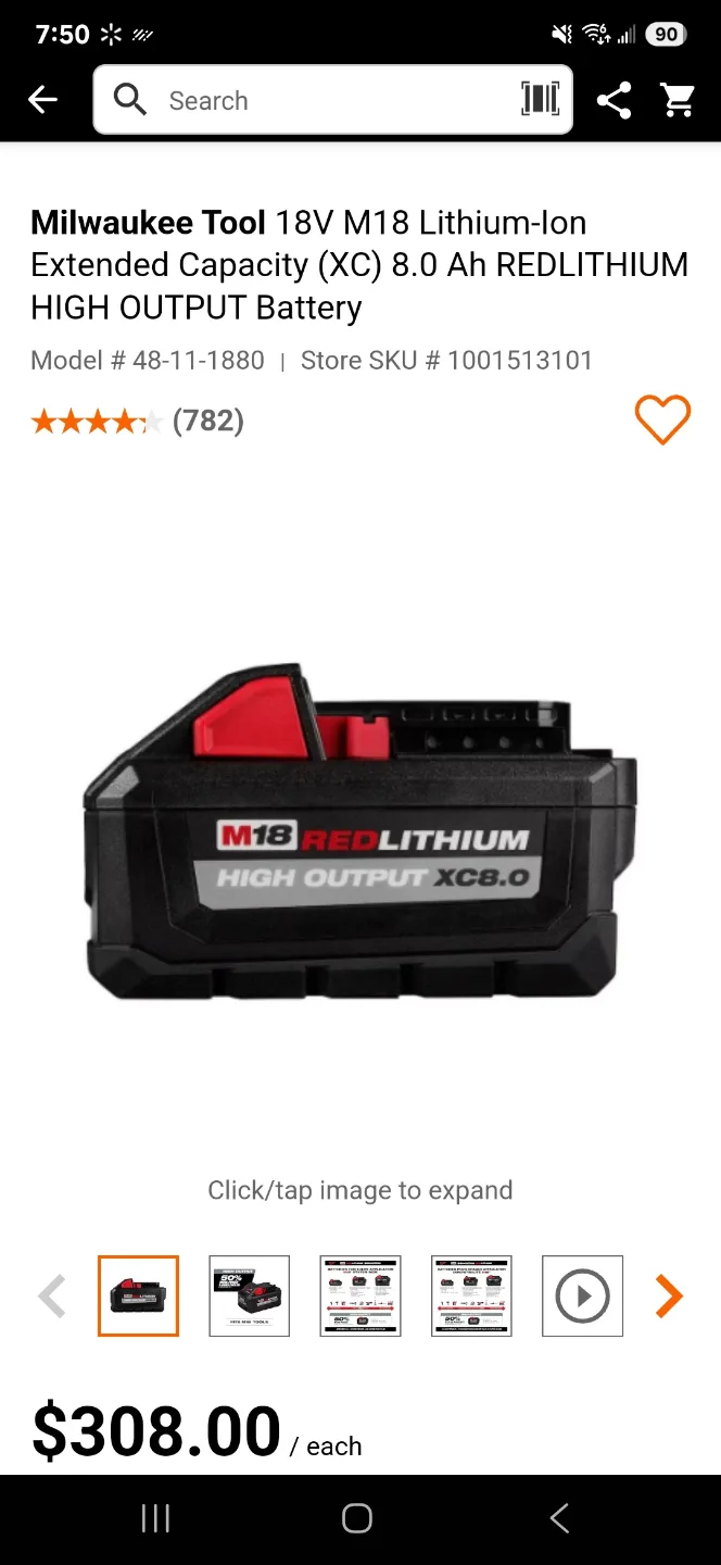 Milwaukee M18 18V 8.0Ah battery (BRAND NEW) image indicator(2)