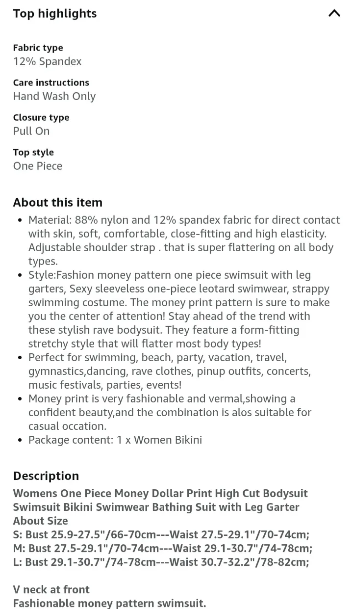 NEW!   Money Print Thong One-Piece Swimsuit image indicator(6)