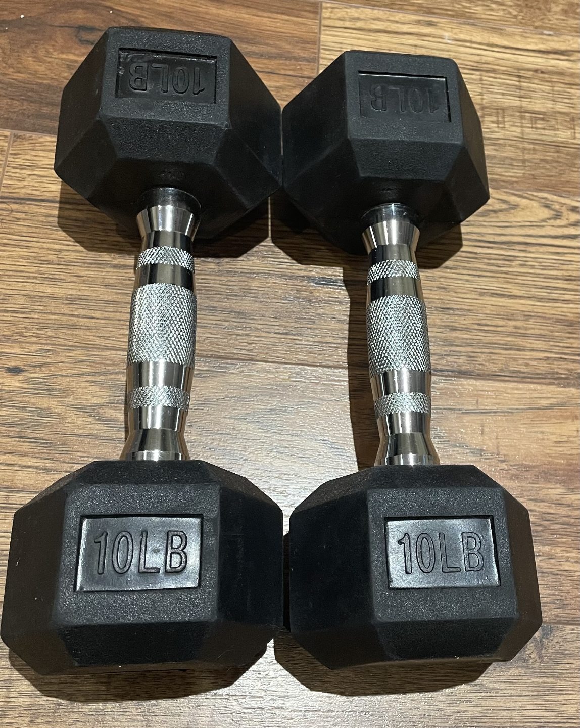 Pair of 10lb Hex Dumbbells