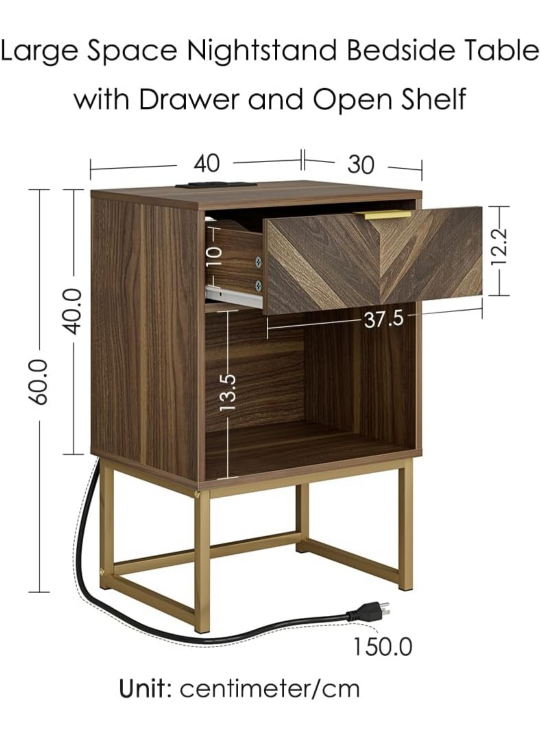Modern Nightstand with Built-in Outlets and USB Ports - photo 2