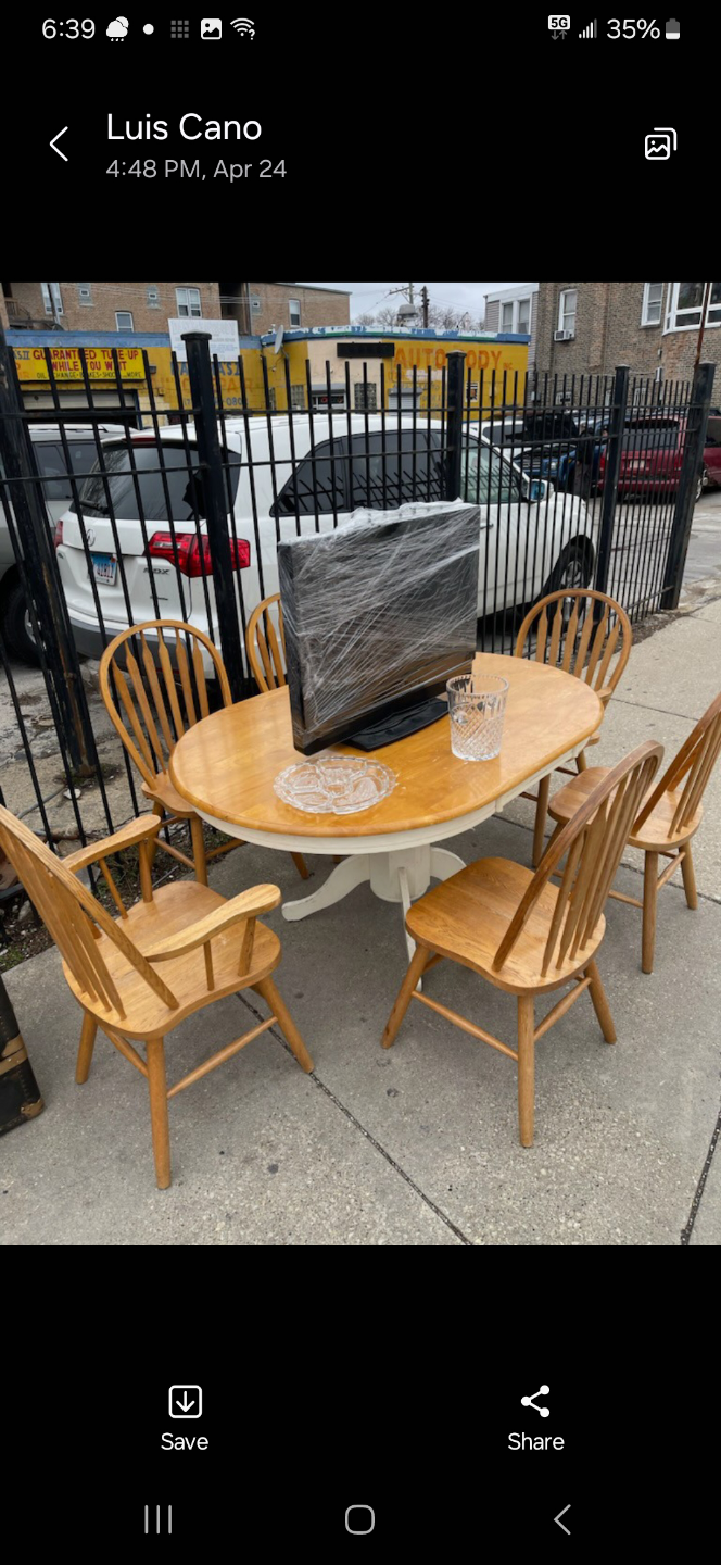 Wooden Dining Table Set with 6 chairs. TV not included - photo 5