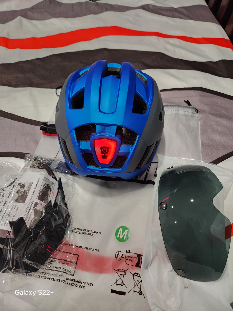 Adult Bike Helmet with Integrated Light & Visor -Size M