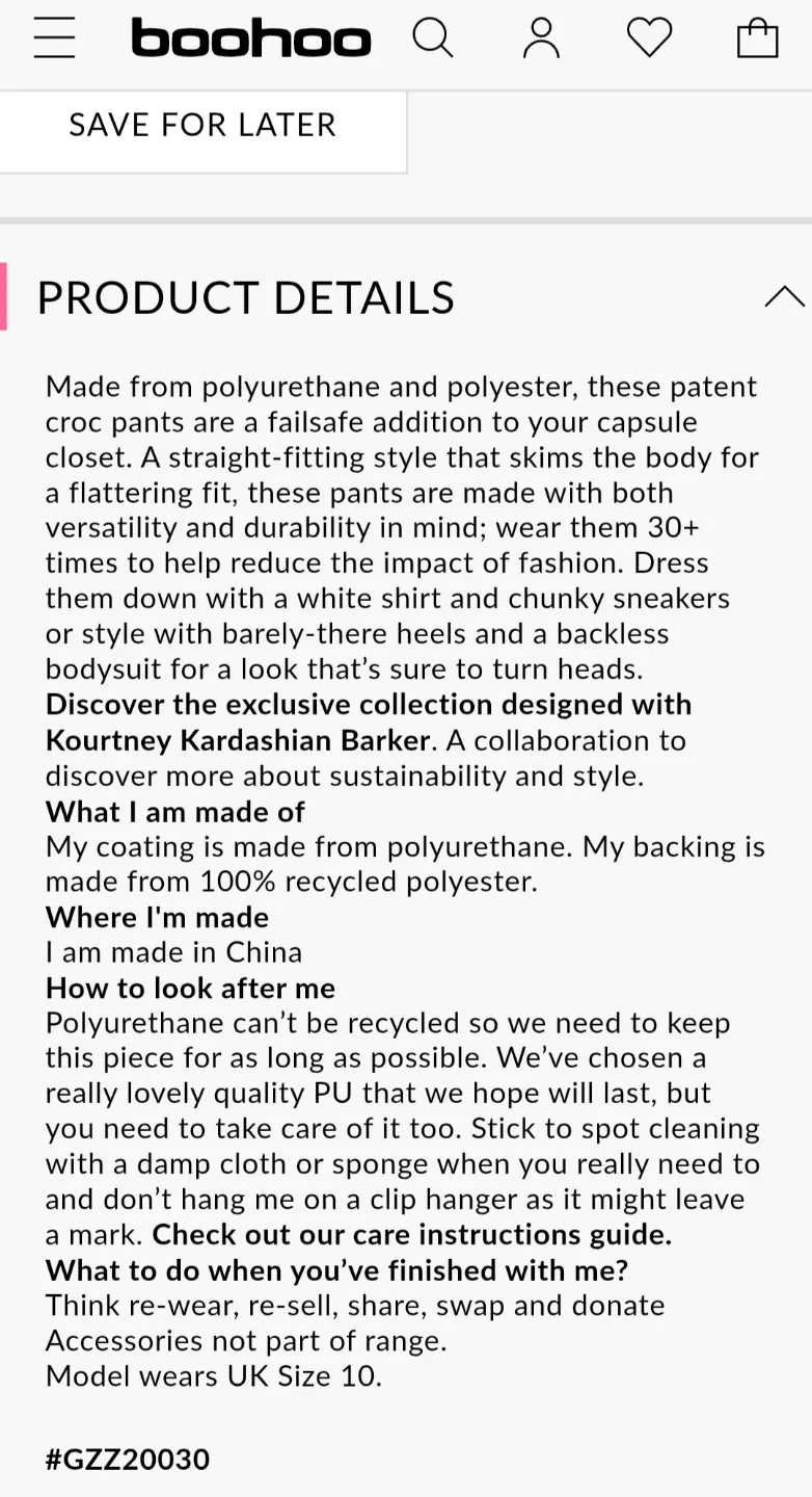 Boohoo Kourtney Kardashian Patent Croc Pants - Size 2 - Pink image indicator(2)