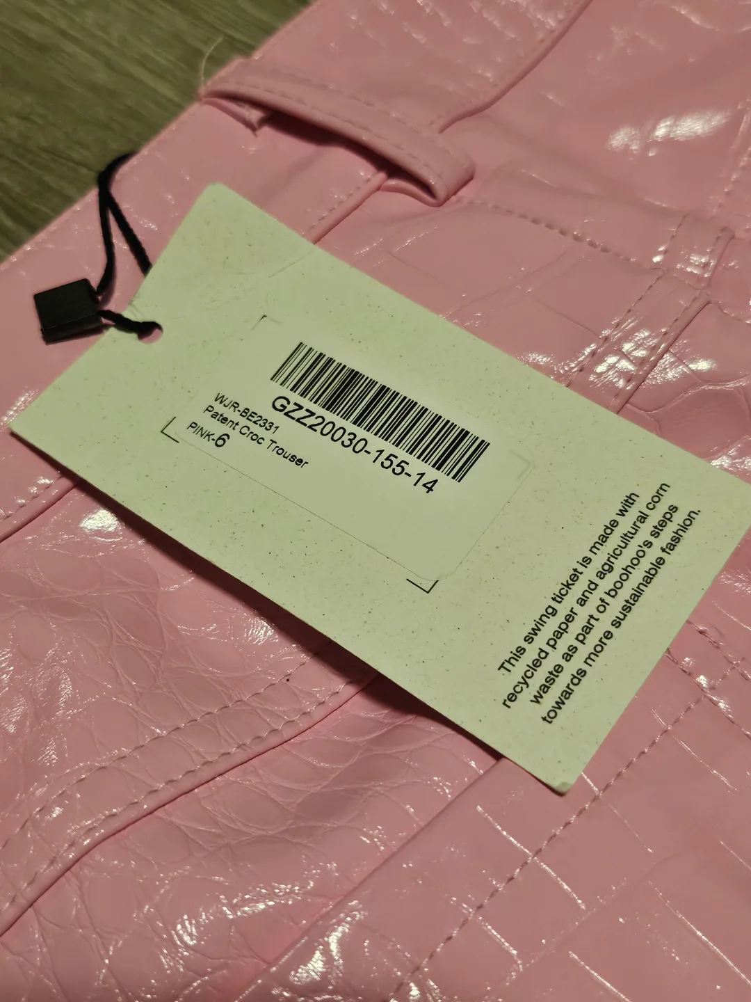 Boohoo Kourtney Kardashian Patent Croc Pants - Size 2 - Pink image indicator(8)