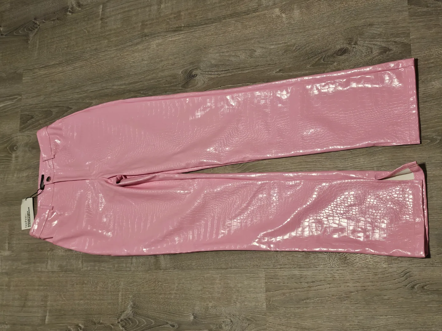 Boohoo Kourtney Kardashian Patent Croc Pants - Size 2 - Pink image indicator(5)