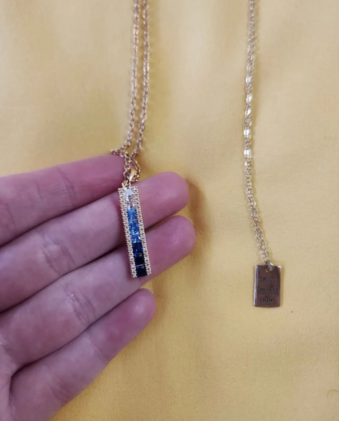 Necklace Bundle -  Blank Circle, Blue Bar, and Inspirational Tag image indicator(3)