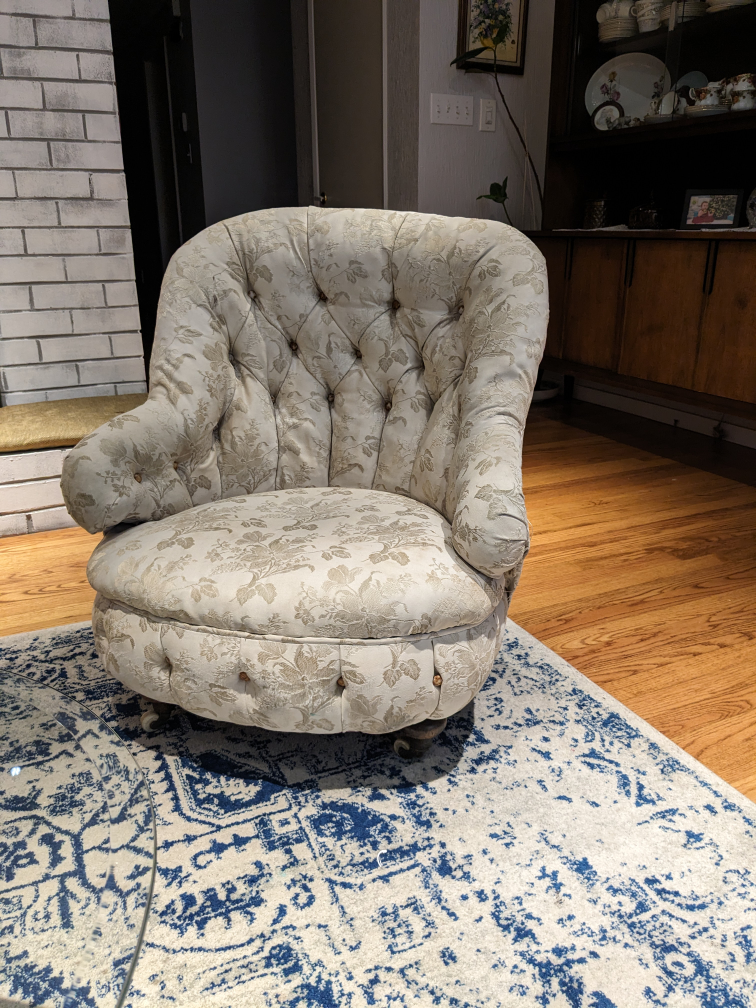 Vintage Floral Button-Tufting Armchair - photo 2