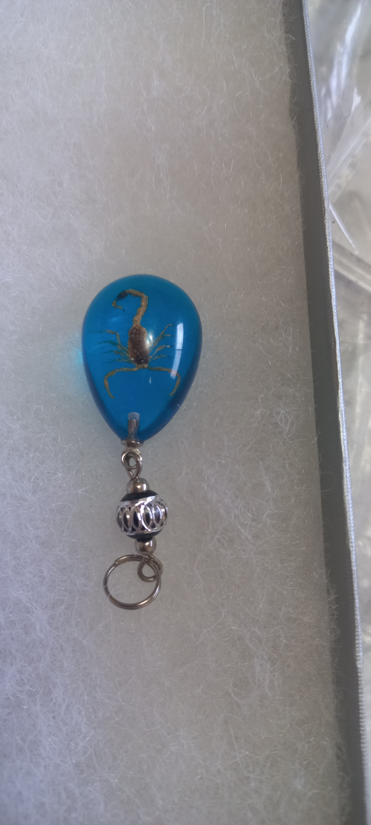 Scorpion Charm Pendant Teal Resin