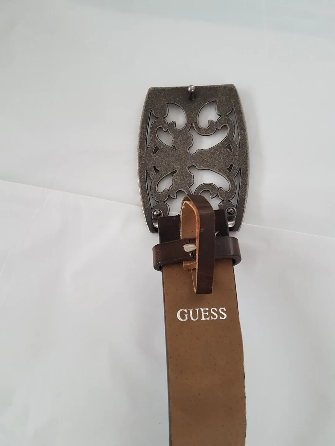 GUESS Brown Leather Belt with Rhinestone Detail image indicator(4)