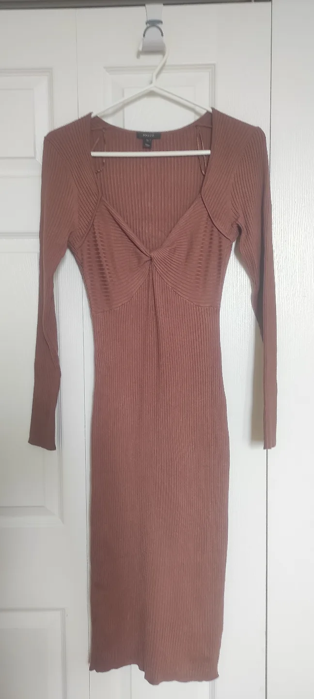 Dusty rose knit dress thumbnail