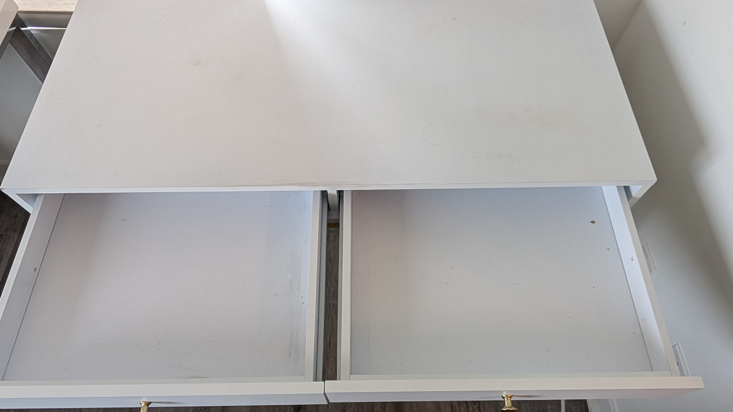 White Desk with Gold Legs and Two Drawers - photo 3