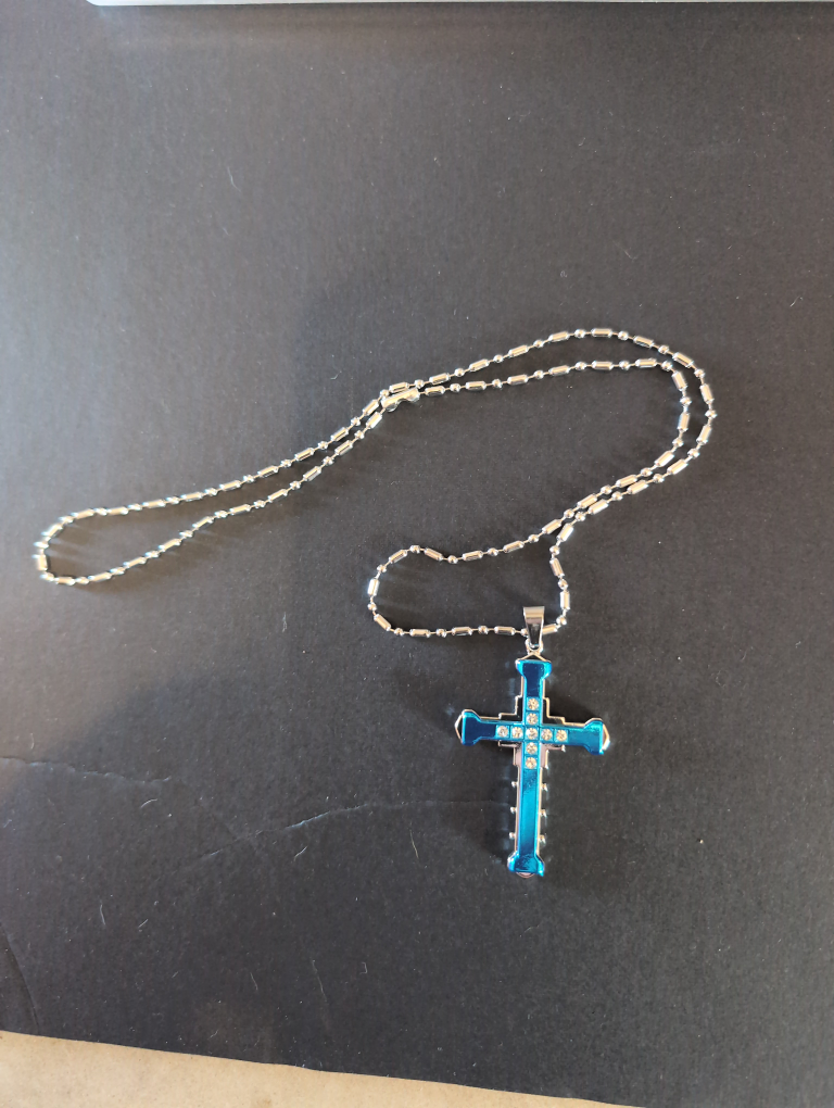 Men's Blue Cross Necklace