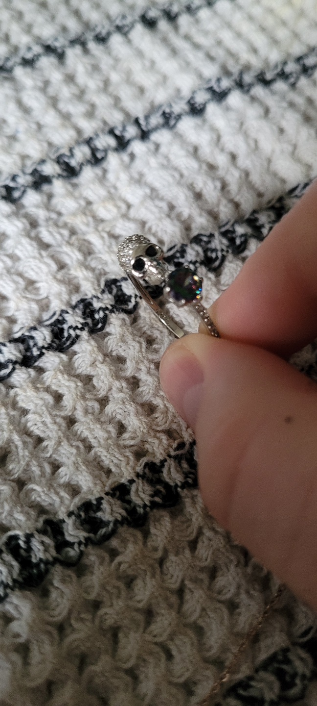 Origami cat necklace, charm bangle bracelet, skull ring