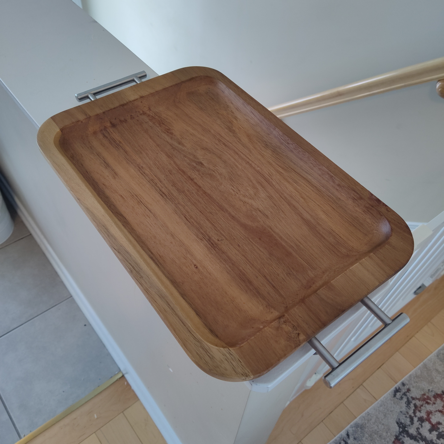 Wooden Serving Tray with Metal Handles - photo 2